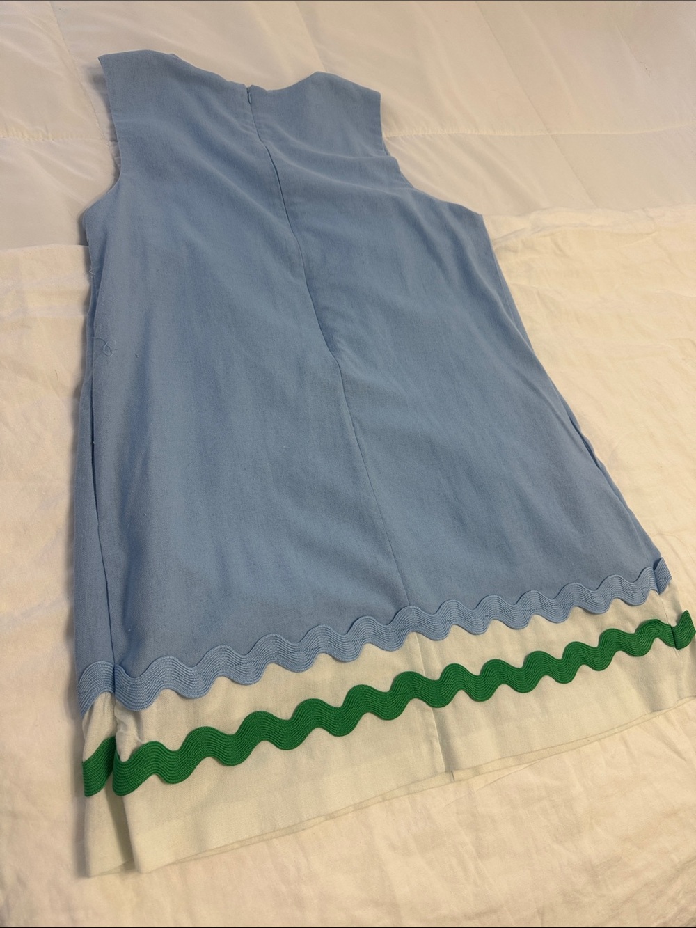 entro Light Blue Sleeveless Dress with White Panel with Blue and Green Rickrack - Picture 3 of 4